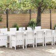 Set da Pranzo da Giardino 13 Pezzi con Cuscini in Polyrattan Bianco