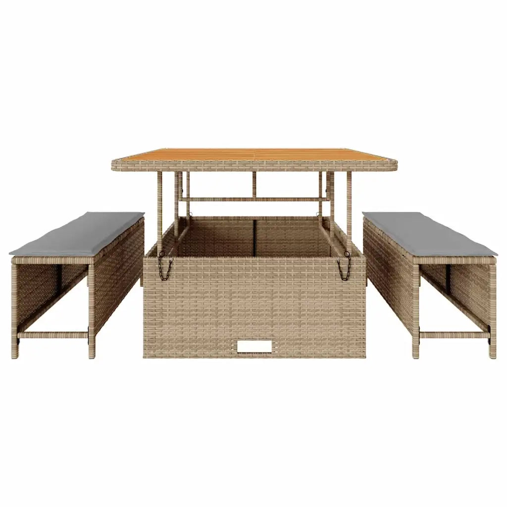 Set da Pranzo per Giardino Beige polyrattan 42007909