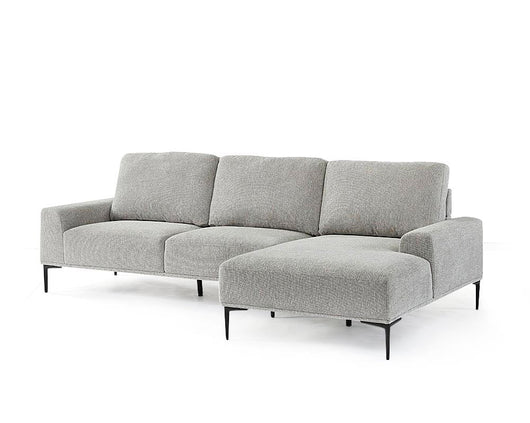 Divano 3 Posti con Penisola 260x78/135x83 cm  in Fibra di Polipropilene Washington Grigio Chiaro