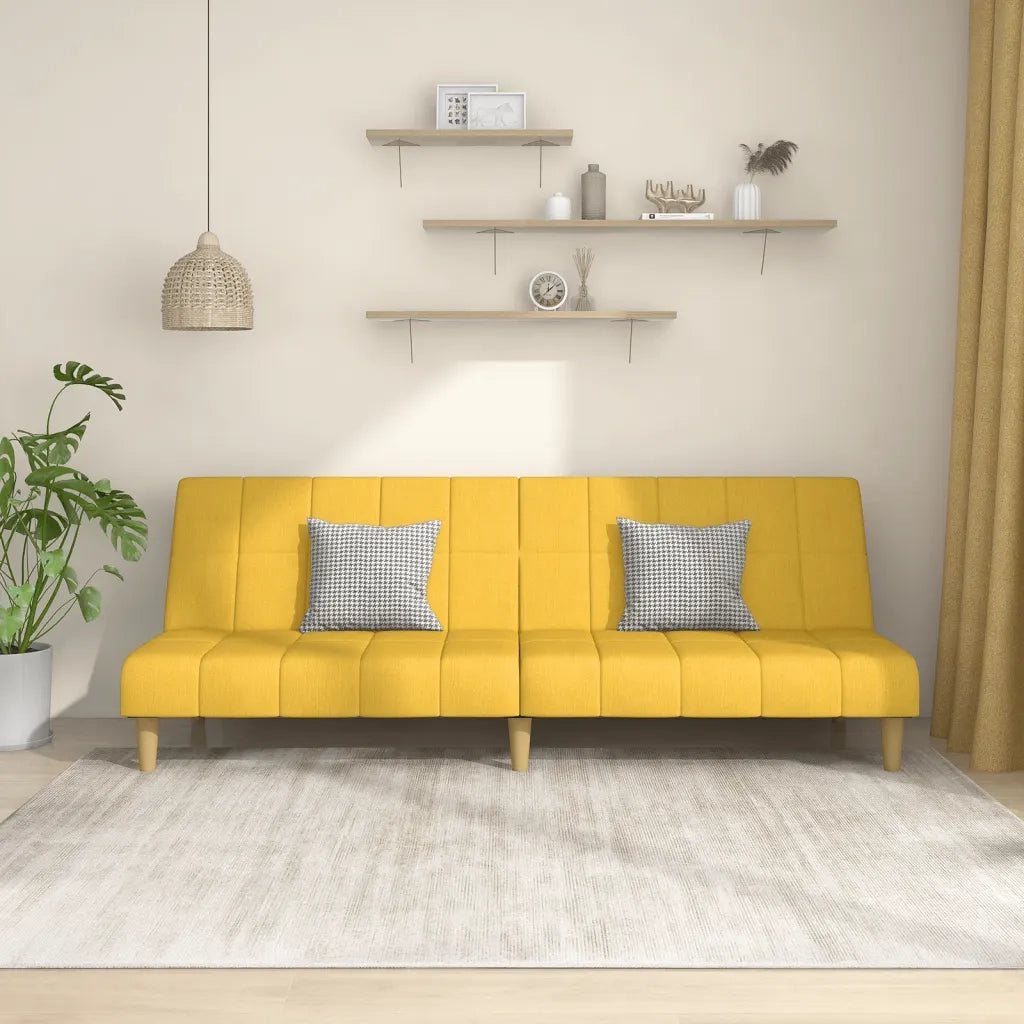 Divano letto | Sof¨¤ letto | Letto singolo a 2 Posti Giallo in Tessuto