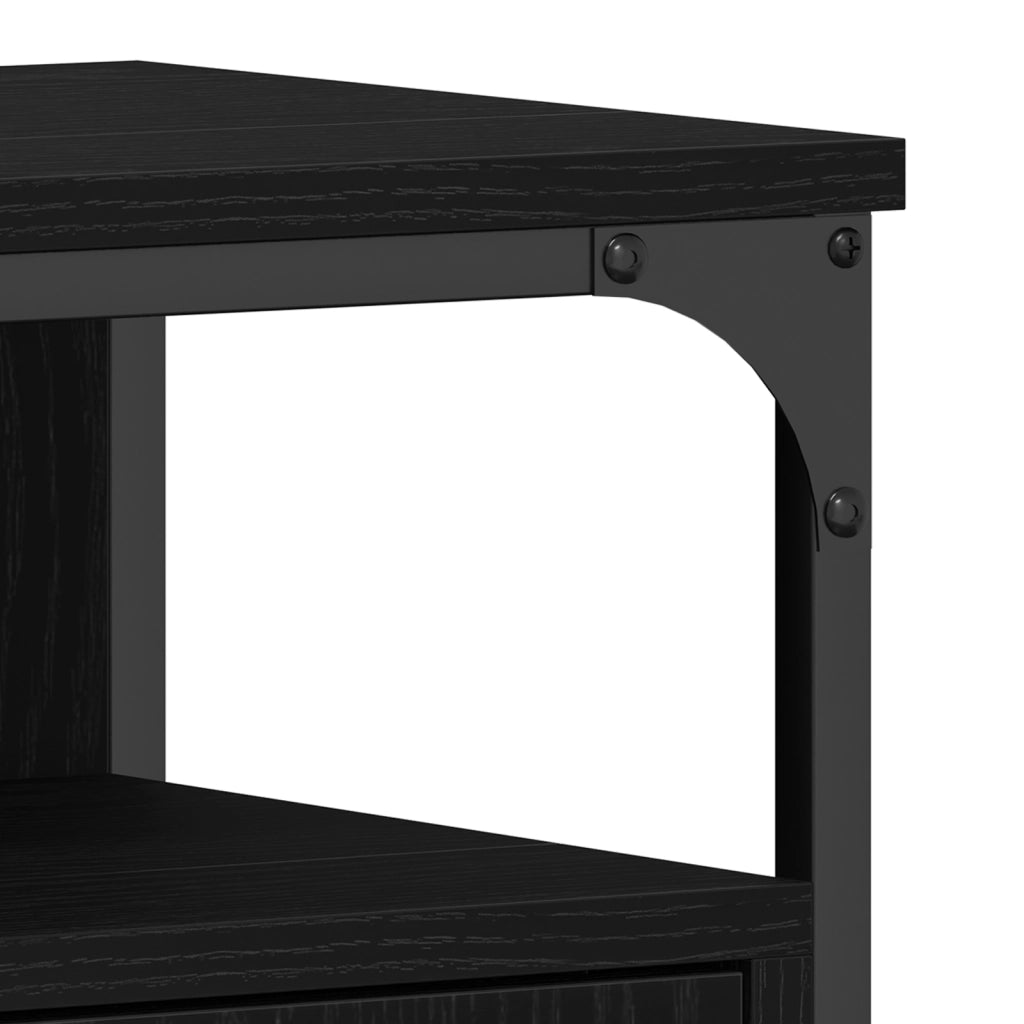 Mobiletto da Bagno  Nero Rovere 80x30x60 cm Legno Ingegnerizzato
