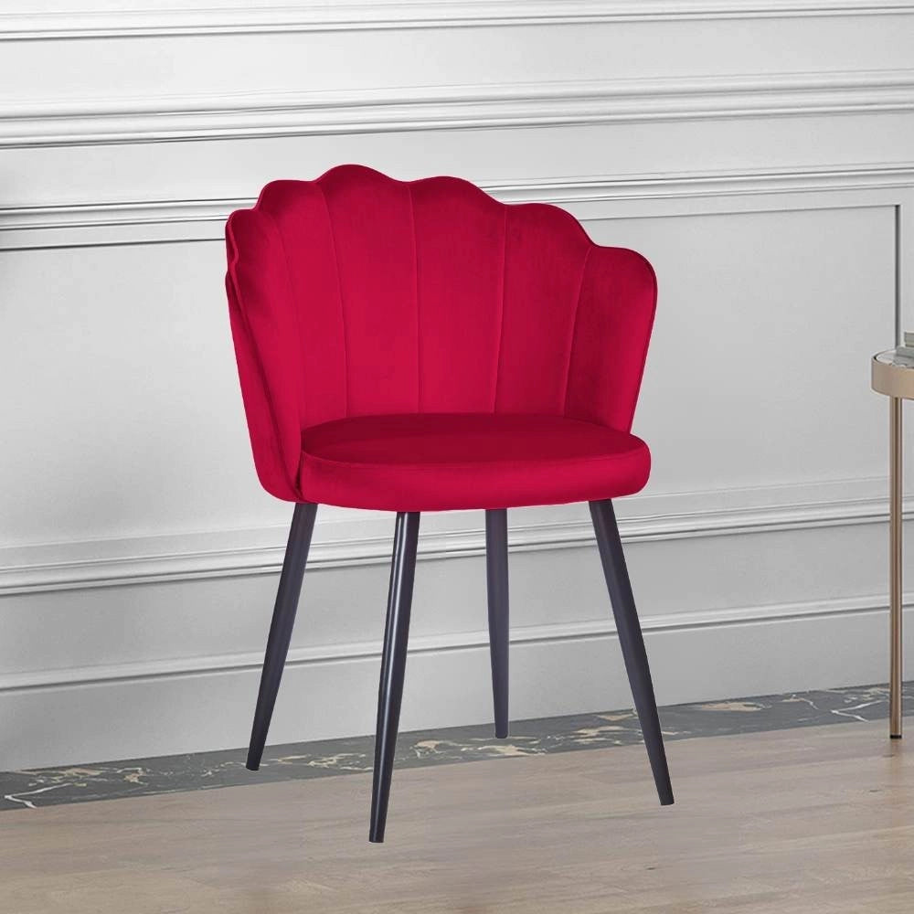 Set 4 sedie per soggiorno Omni velluto colore rosso