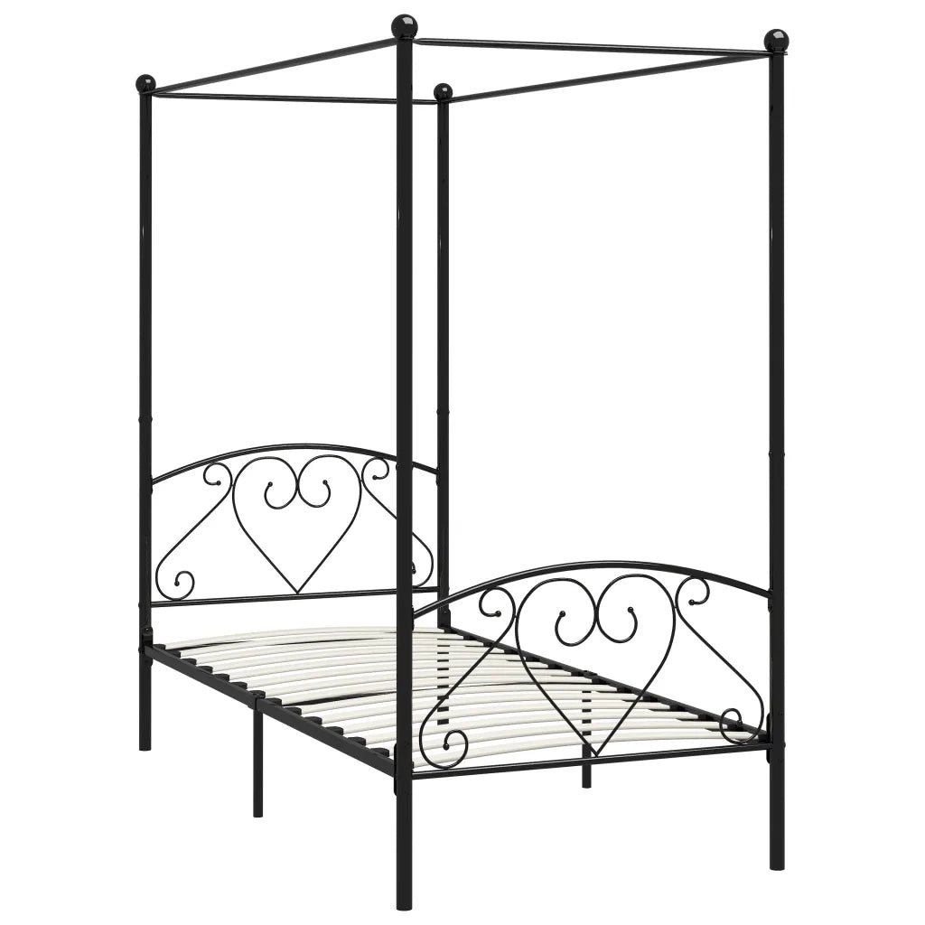 Giroletto Baldacchino senza Materasso-Struttura Letto Nero Metallo 90x200 cm