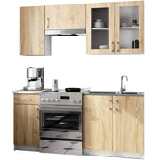 Set da cucina con vetrina AKORD LIMA 1,8 m H720 Bianco 180 cm 7 ante 1 cassetto frontale Rovere Sonoma 8 ripiani 180×44,5×203 cm