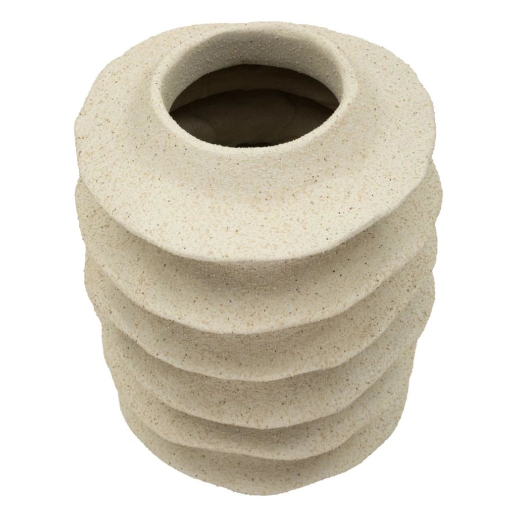 Vaso decorativo Japandi con motivo a fasce ondulate