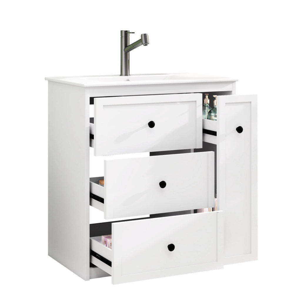 Mobile lavabo freestanding con lavabo in ceramica 76x46x82 cm