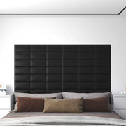 Testiera da Parete 12 pcs Nero 30 x 15 cm Tessuto
