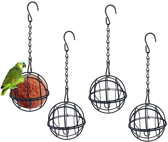 Vassoio per cibo per uccelli 4 in 1, stazione per uccelli da appendere, Ø 7 cm, stazioni per cibo per uccelli selvatici con uncini a forma di S, per uccelli di giardino, merli, passeri, storni