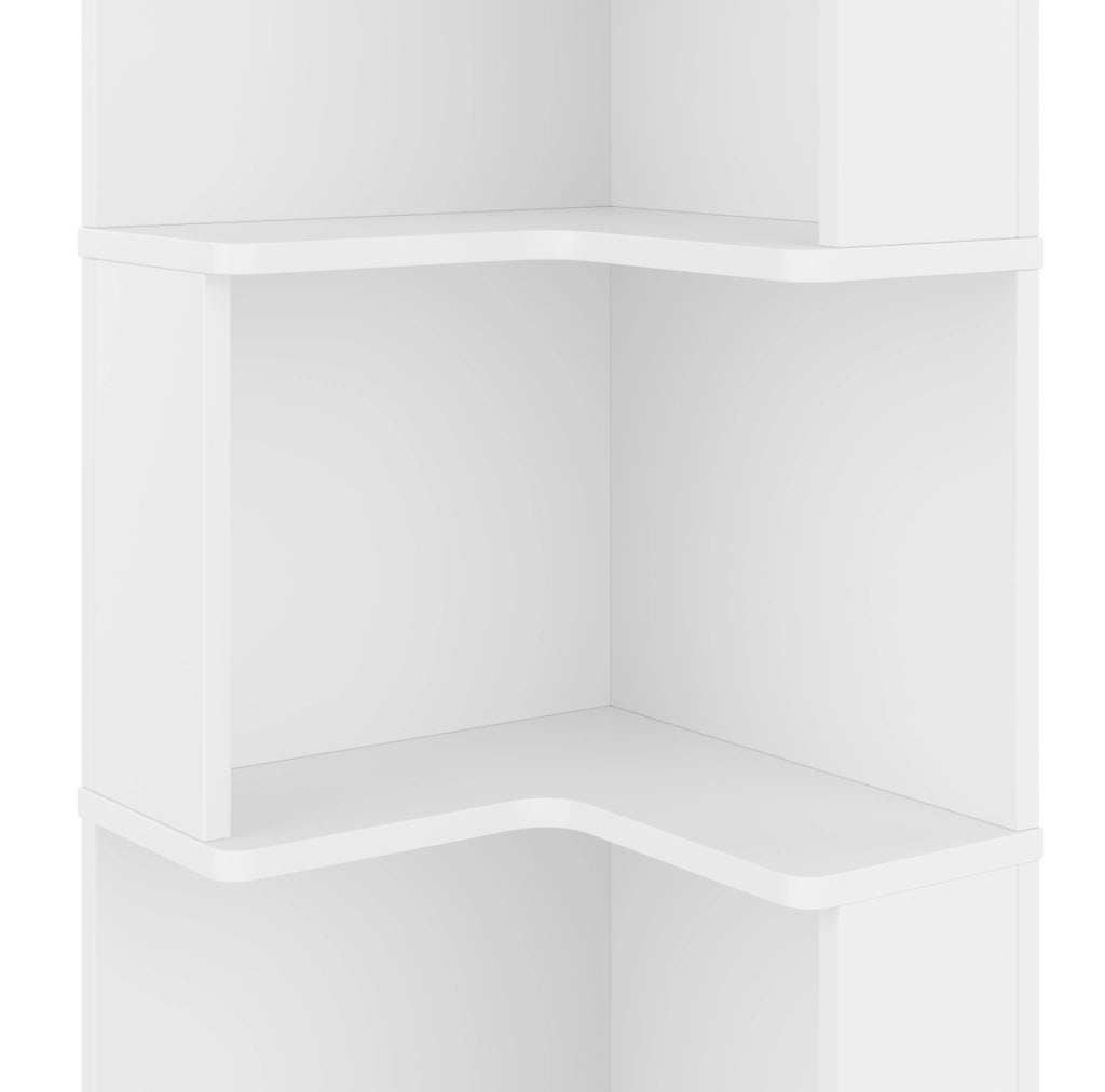 Libreria ad angolo bianca con LED e 5 ripiani
