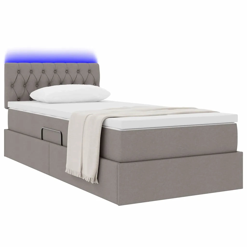 Letto con contenitore LED e materasso Tortora 90 x 190 cm