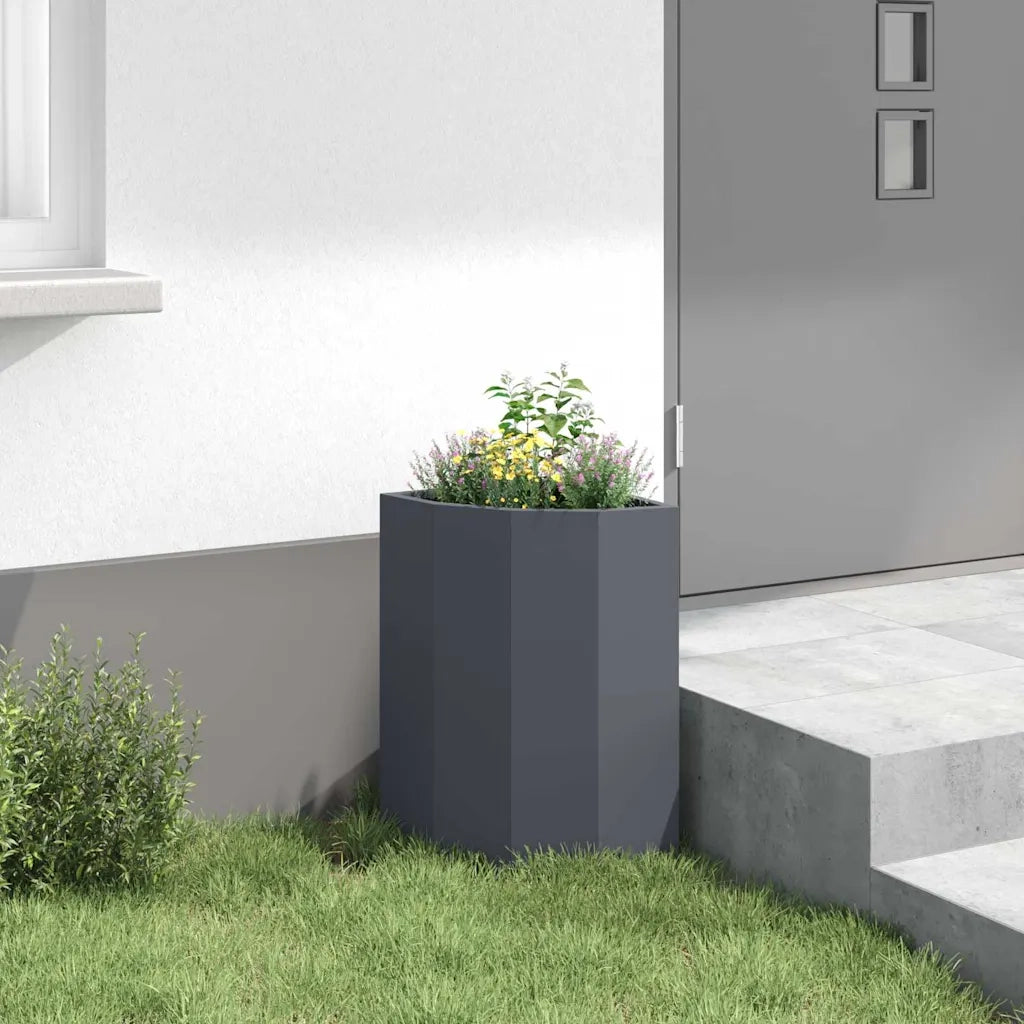 Vaso d'angolo Antracite 30 x 30 x 50 cm Acciaio 883677