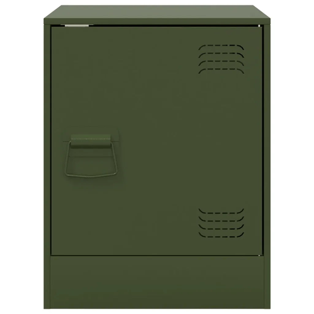Comodino | Armadio da Notte | Mobiletto da notte Verde Oliva 34,5x39x44 cm in Acciaio