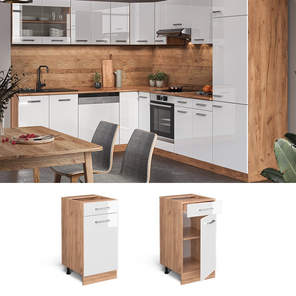 Vicco Mobiletto base per cucina Bianco lucido 40 cm senza piano di lavoro