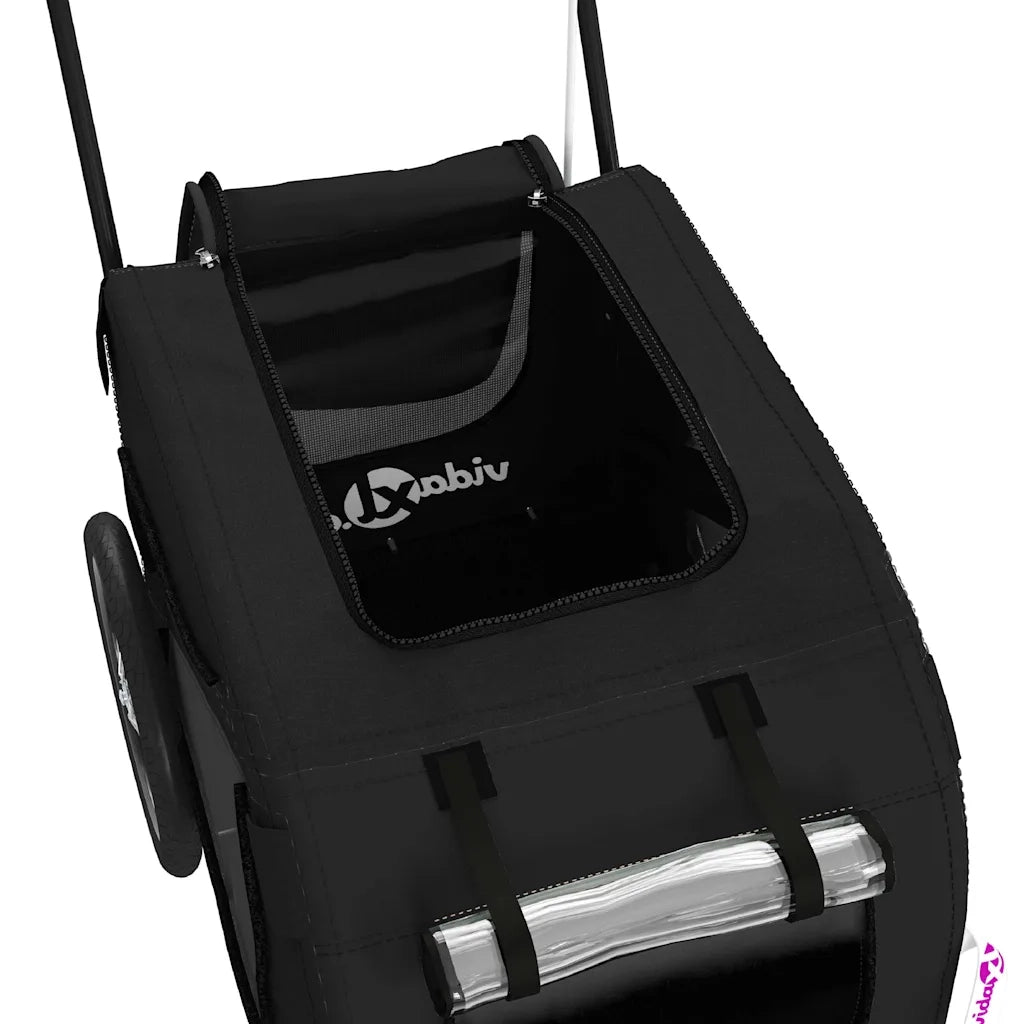 Rimorchio da Bici per Animali Nero Oxford e Ferro CFW1087358