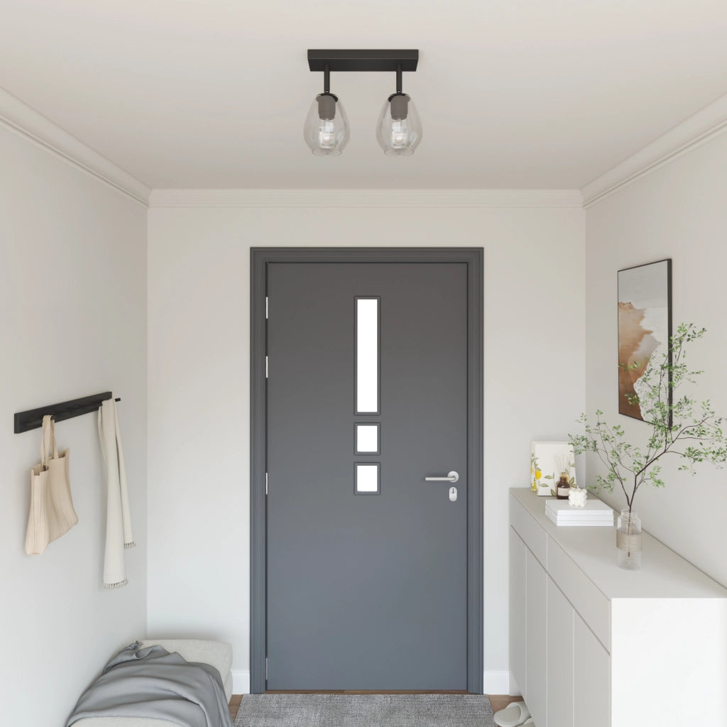 Lampade da soffitto con paralume in vetro regolabile Anthracite E27