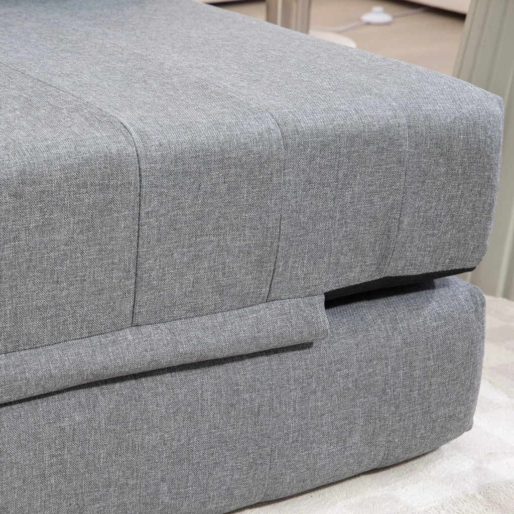 Divano letto da pavimento pieghevole 2 in 1, salvaspazio, portata 250 kg, effetto lino, sfoderabile, colore grigio