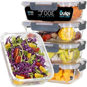 Contenitori in vetro a tenuta di aria con coperchi Snap-Lock per controllo dosaggio - BPA libero - resistente a microonde, forno e lavastoviglie - 1050ml (3 pezzi)