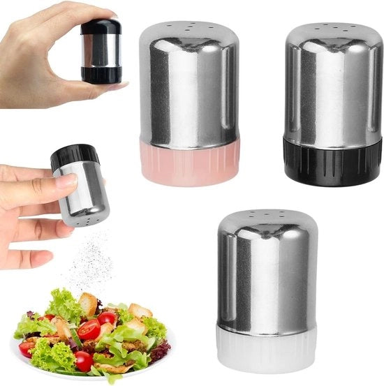 Mini-contenitori di sale in acciaio inossidabile - portatile e compatti per viaggio - dispersore di erbe per contenitore per pane box