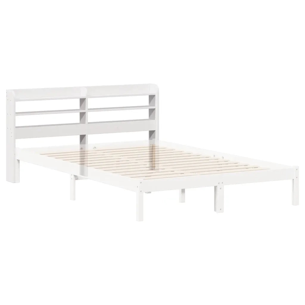 Testiera con Ripiani Bianca 120 cm in Legno Massello di Pino