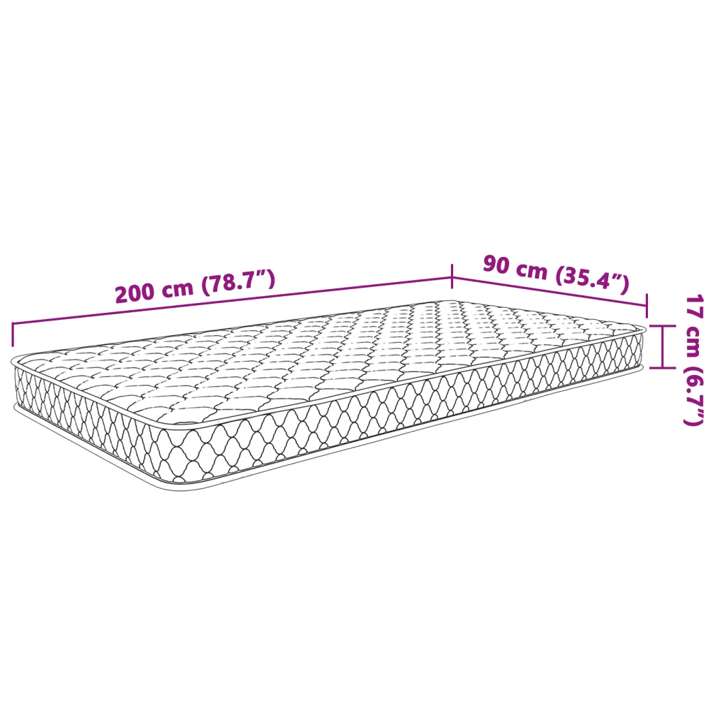 Materasso Viscoelastico con Memoria 200 x 90 x 17 cm Morbido 241072