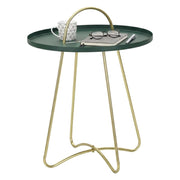 Tavolino da salotto Nigra, Tavolo basso da caffè, Portariviste per divano, Ripiano da soggiorno, 45x45 h59 cm, Verde e Oro