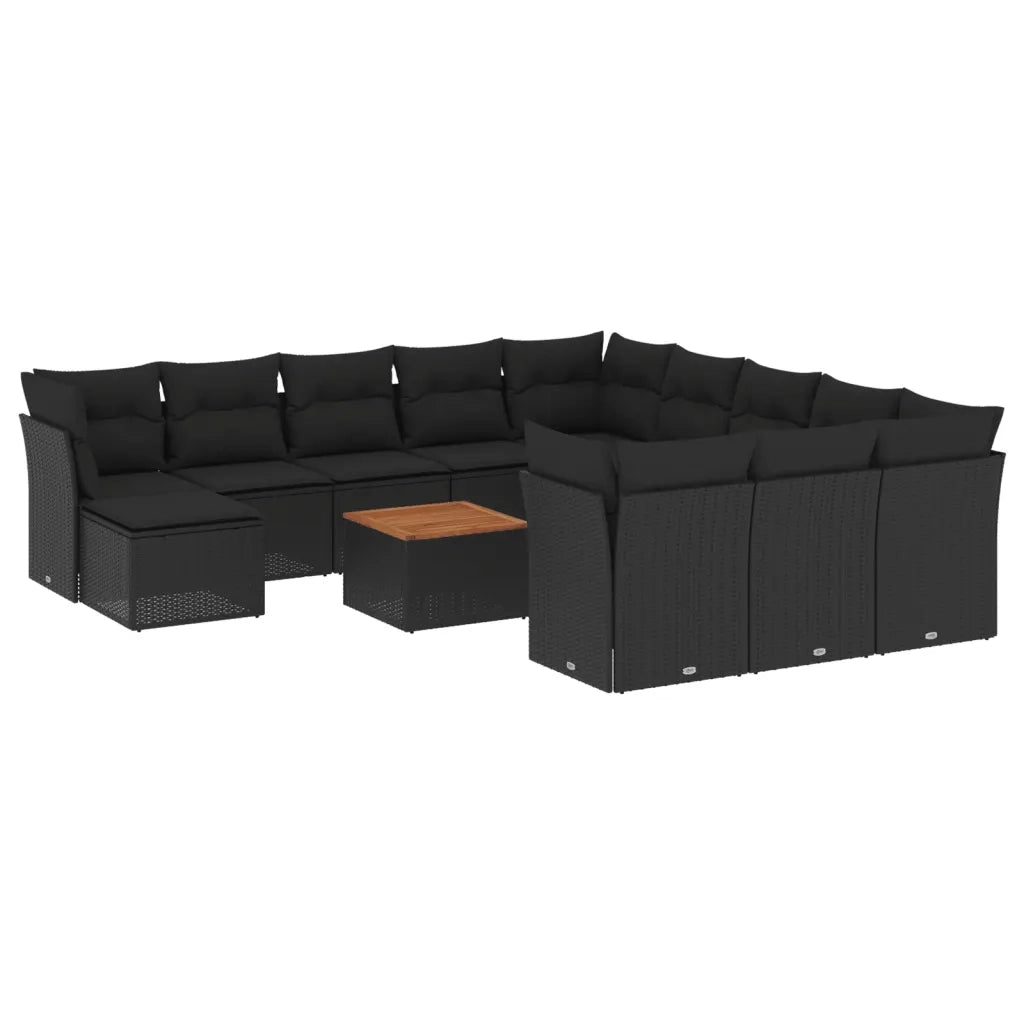 Set Divani da Giardino 13pz con Cuscini Nero in Polyrattancod mxl 113134