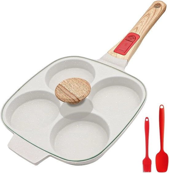 Spiegolo antiaderente 21 cm - manico rimovibile - 1 pezzo - bianco - alluminio