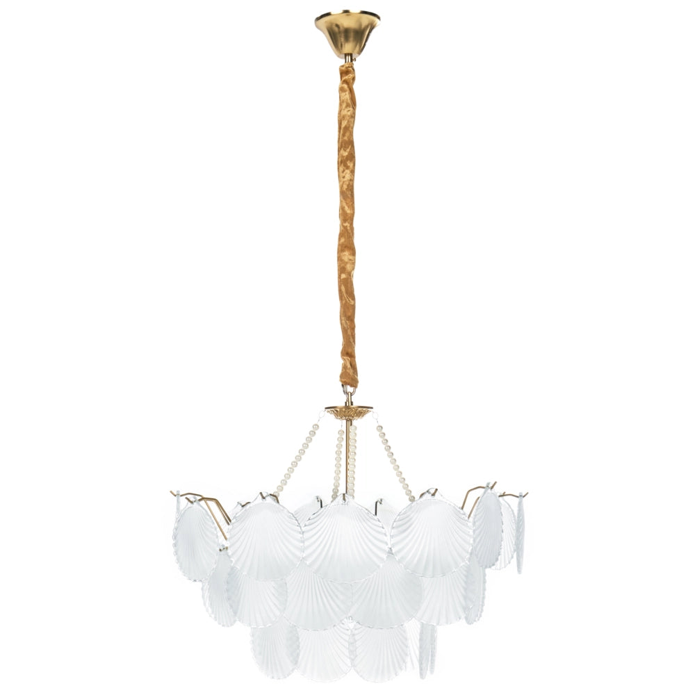 Lampadario vetro e ottone Lampada a sospensione Cristalli Stile Glamour