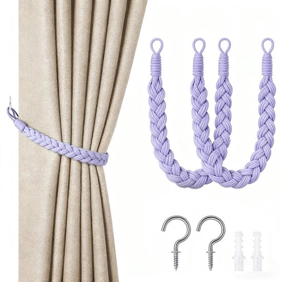 Set di 2 cordoli per tende - 60cm - cordoli per tende a mano - cordoli per tende a mano con ganci - adatti per casa, ufficio, soggiorno, camera da letto