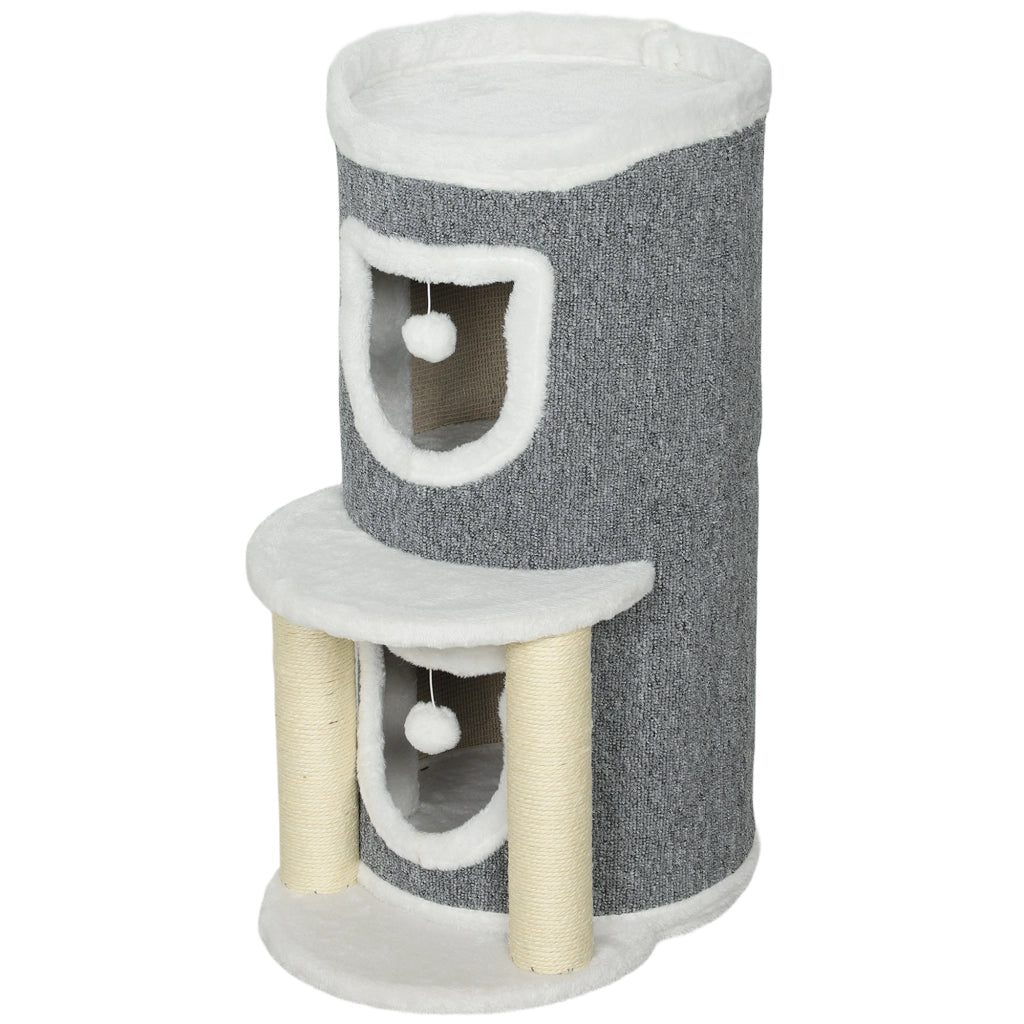 Tiragraffi per Gatti Alto con Casette e Lettino ¨C Zephmum ¨C Grigio