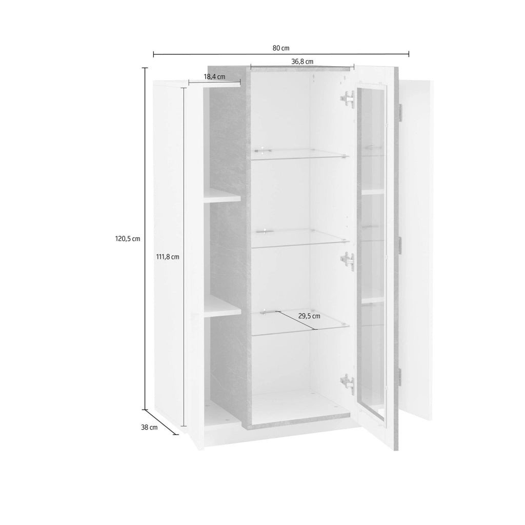 Mobile Espositore Kevin, Vetrina 7 Ripiani Made in Italy, 38x80x121h cm Bianco Lucido