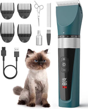 Tondeuse per gatti per peli lanosi - 5 velocità, rasoiere wireless silenziosa per capelli lunghi - IPX6 impermeabile all'acqua, adatta per cani, gatti e altri animali domestici
