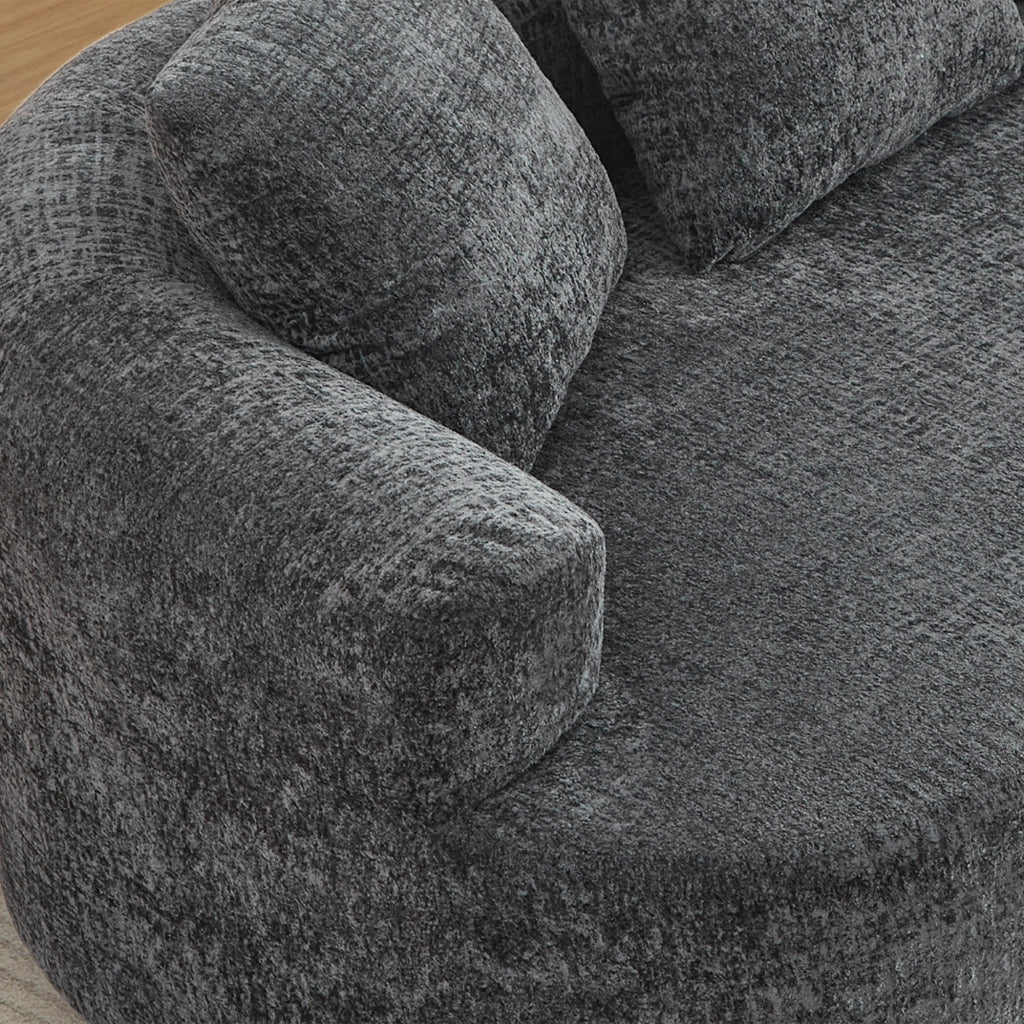 Divano 2 Posti Curvo in Chenille con Cuscini ¨C MINIMAL ¨C Tortora