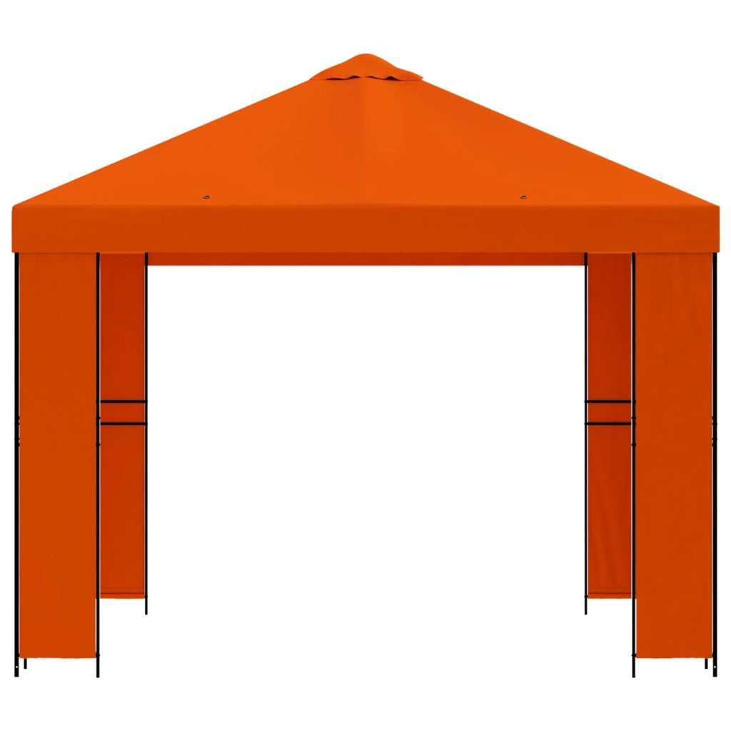 Gazebo | Pergolato 3 x 3 m Arancione Poliestere e Acciaio 190 gsm