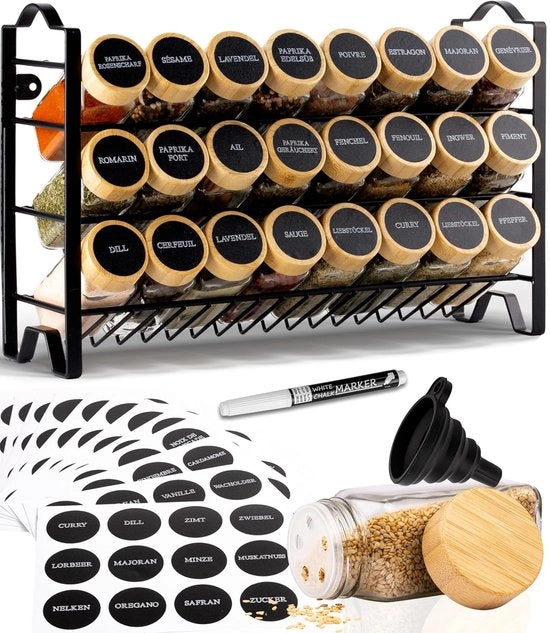 Organizzatore di Cucina con Bocchette per Erbe - 24 Bocchette - Nero - Metallo