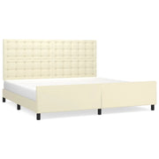 Letto matrimoniale | Letto per adulti | Giroletto con Testiera Crema 200x200 cm in Similpelle