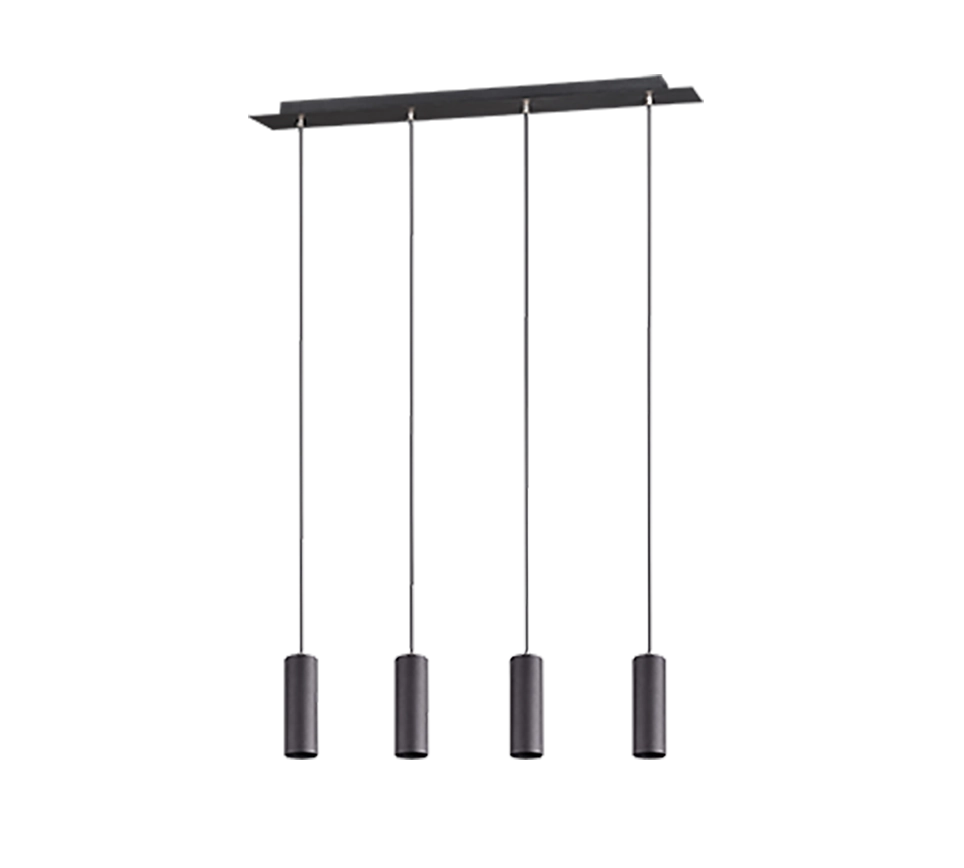 Lampada a sospensione 4 cilindri, metallo, nero, L 75 cm, Marley