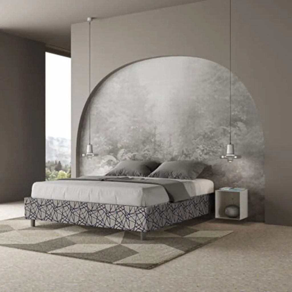 Letto matrimoniale con rete imbottito 160x210 tessuto Era 9 blu Azelia