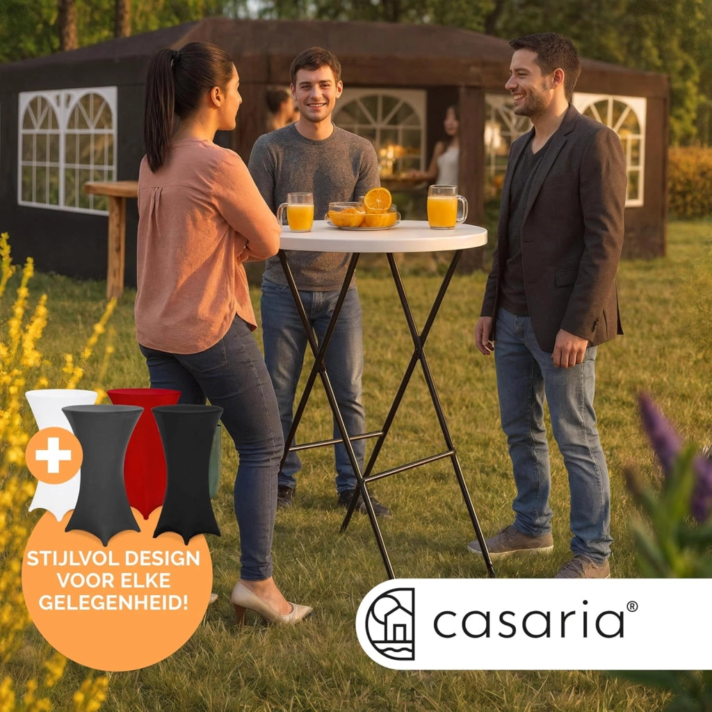 ® Tavolo Alto da Bar Ø 72cm con Copritavolo Pieghevole Altezza 110cm Interno Esterno Rotondo Giardino Feste Bistrot Metallo