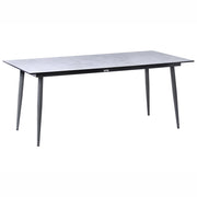 Tavolo da giardino con piano in HPL grigio chiaro e struttura in alluminio grigio scuro resistente ai raggi UV all'acqua per esterni, in stile moderno