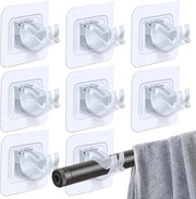 Ganci per tende senza perforazione - Regolatori di stanghe - Sostegni per tende - Applicazione autoadesiva - 8 pezzi - Translucido