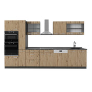 Vicco Cucina  Rovere artigianale/antracite 350 cm con armadio alto, PL Antracite