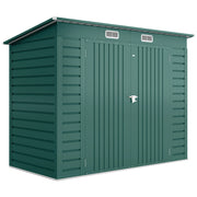 Capanno Porta Attrezzi 249x121x183 cm con 2 Prese d'Aria e Chiavistello in Acciaio Verde