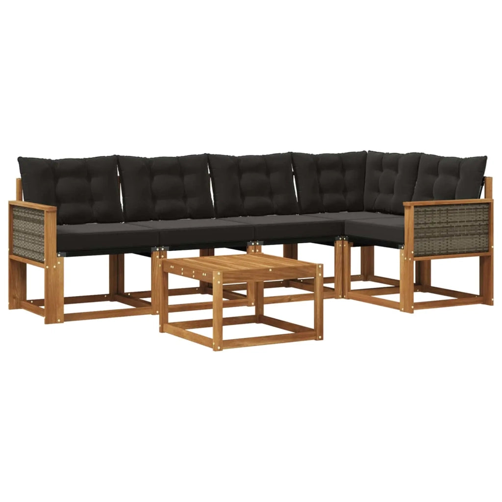 Set di divani da esterno 6 pz Naturale e Nero 3381964