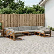 Set di divani da esterno 9 pcs Naturale e Grigio Chiaro 3382884