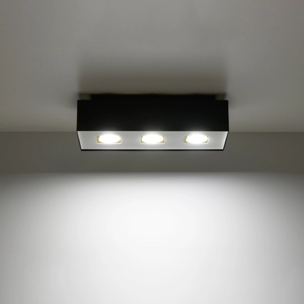Lampada da soffitto a LED GU10 a 3 luci mono zaffiro blu rettangolare in acciaio