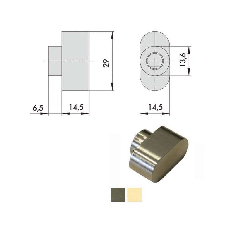 Pomolo Serrature Ovale Ottone Nic. 06355-00-0 Cisa