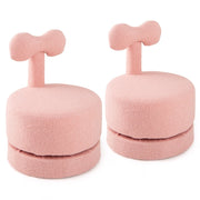 Set di 2 sedie girevoli a 360° per bambini 43 x 43 x 57 cm comfort imbottito e schienale annodato in velluto rosa teddy 20_0011796