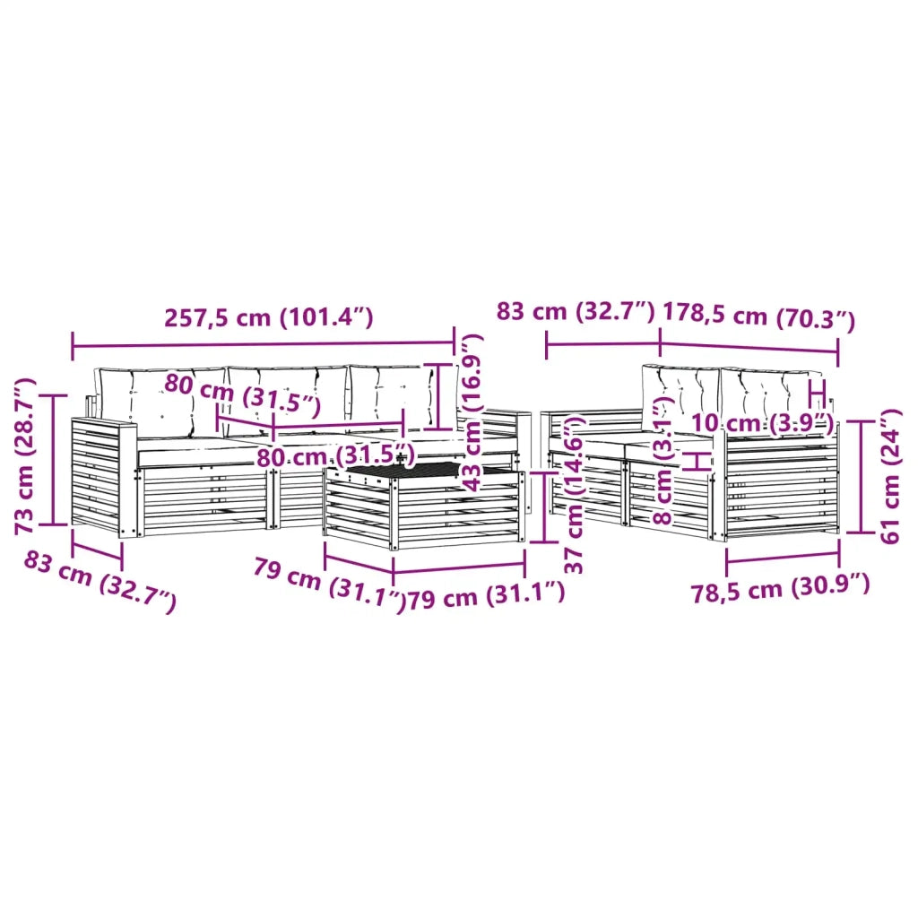 Set di divani da esterno 6 pz Bianco e Beige 3390053