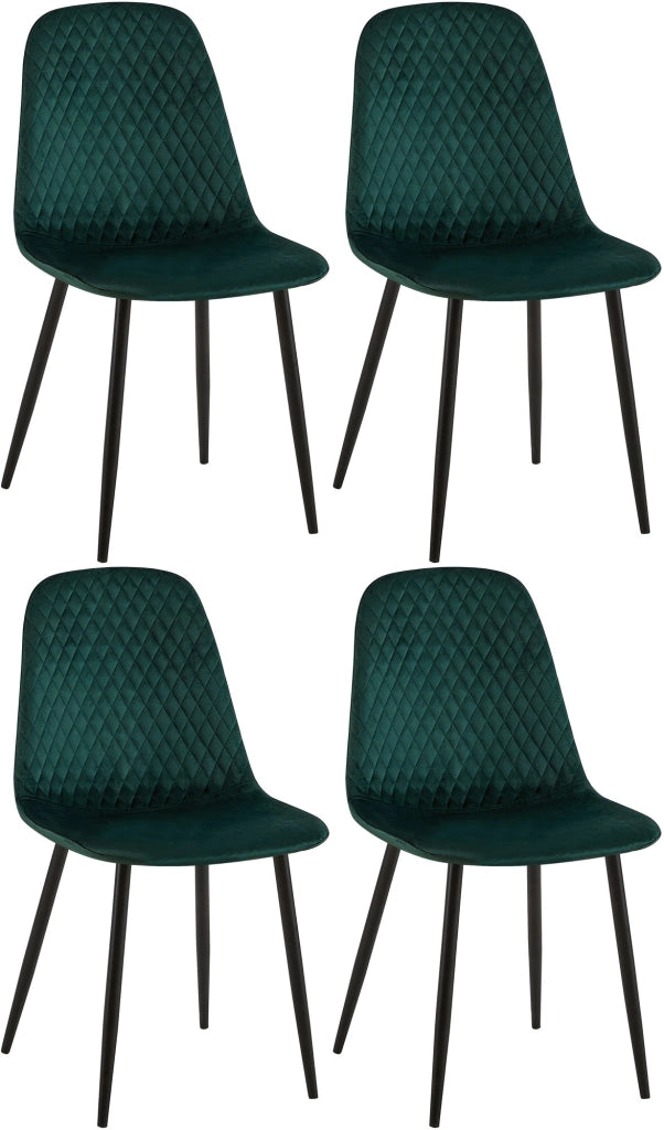 Set di 4 sedie Giverny verde,Velluto